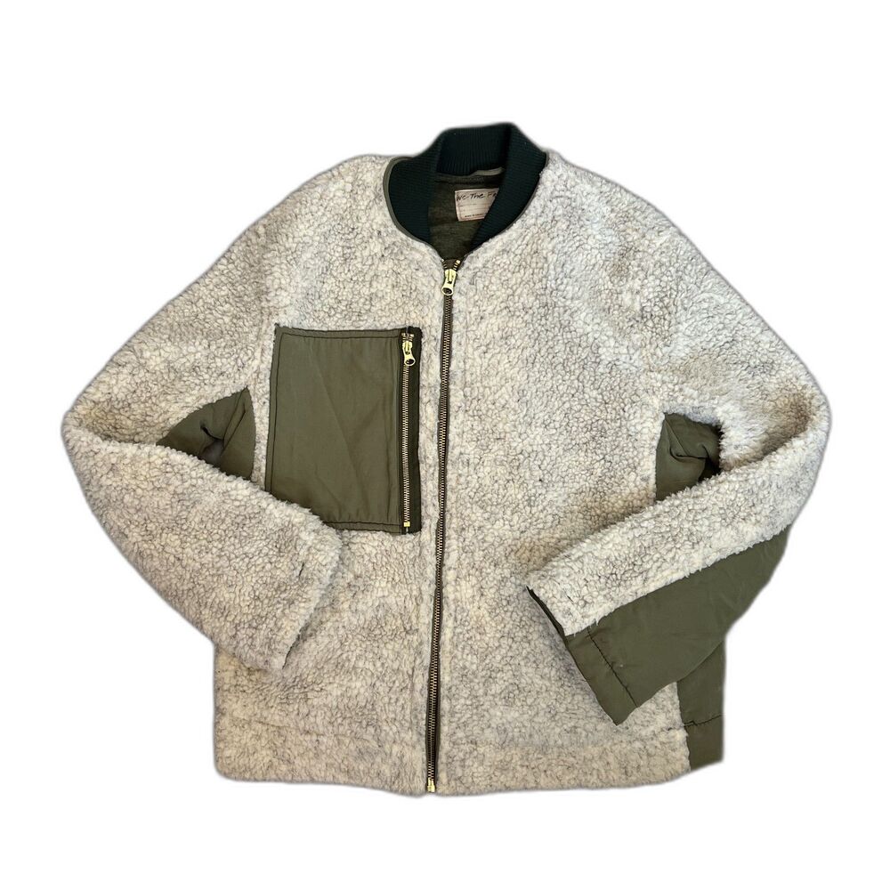 Free People We The Free Rivington Oversized Sherpa Bomber Jacket Women’s size XS